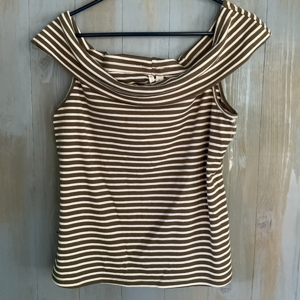 CATO ON OR OFF SHOULDER OLIVE KNIT TOP BLOUSE SZ XL NWOT